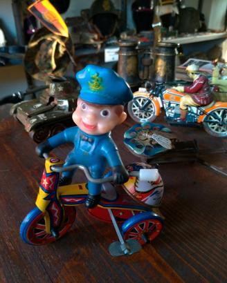 Police Tricycle Tin Wind-Up Clockwork Korean Mtu