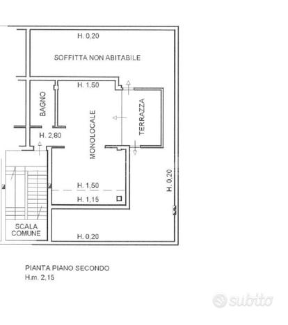 MONOLOCALE AL 2° ED ULTIMO PIANO CON TERRAZZO