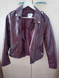 Giacca bordeaux effetto pelle lucida