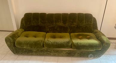 Divano vintage tre posti,  verde, anni ‘60-‘70