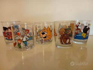 5 BICCHIERI NUTELLA DA COLLEZIONE VINTAGE Disney