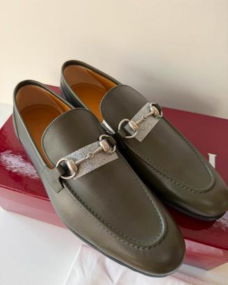Mocassini Gucci Jordaan in pelle verde scura 7.5