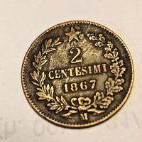 Moneta 2 cent Vittorio Emanuele II 1867