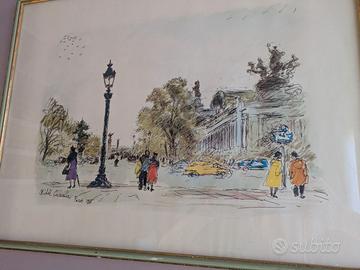 Litografia Michele Cascella Parigi 1955