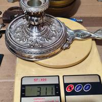 antico Portacandela in metallo argentato 