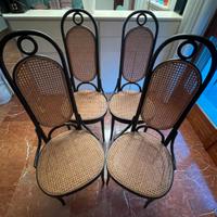 Set 4 sedie “Long John” stile Thonet con schienale