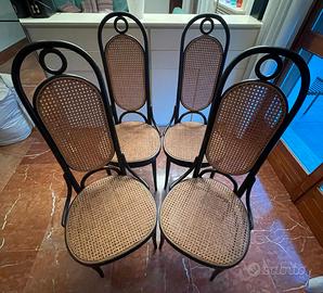 Set 4 sedie “Long John” stile Thonet con schienale