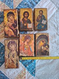  icone religiose in legno di abete