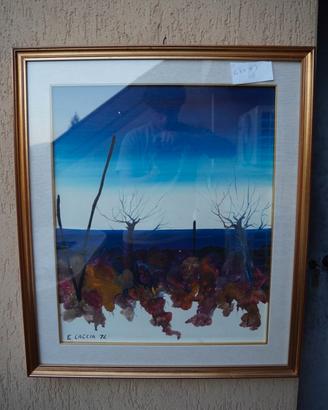 Quadro firmato E. Caccia 1976 – paesaggio astratto