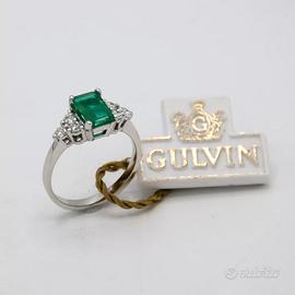 Anello donna oro (Gold) bianco18kt Smeraldo A.1240