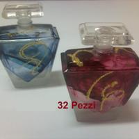 32 Bottigliette vetro decorate satinate