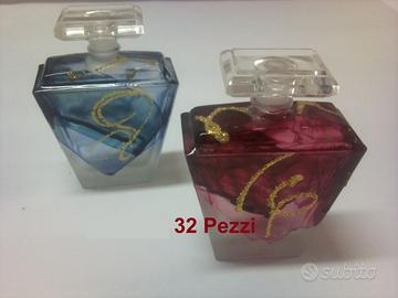 32 Bottigliette vetro decorate satinate