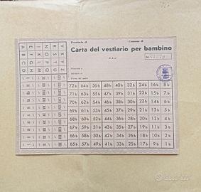 cimelio 1940 carta del vestiario per bambini 