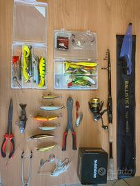 Canna spinning DAIWA e mulinello SHIMANO ed esche