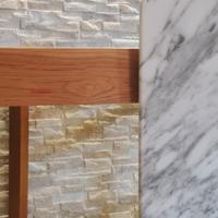 Tavolo in legno massello rovere con piano in marmo