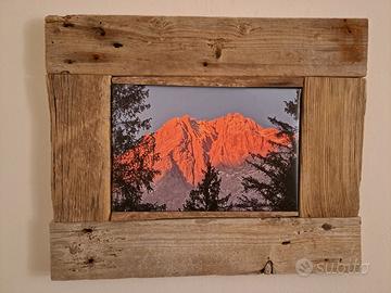 Quadro foto enrosadira M. Antelao in legno vecchio