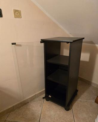 Mobile Hi-Fi Porta Vinili con Anta in Vetro Lp