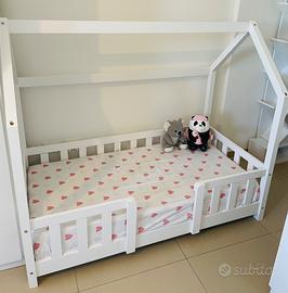 Letto Casetta per Bambini con Barriere di Protezio