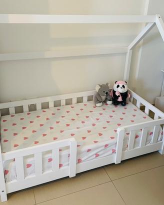 Letto Casetta per Bambini con Barriere di Protezio