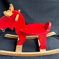 Cavallo a dondolo in legno vintage per bambini