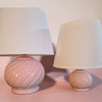 Coppia lampade vintage anni ‘70 in ceramica rosa 