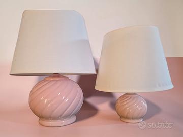 Coppia lampade vintage anni ‘70 in ceramica rosa 