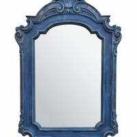 Specchio Decorato a Mano in Stile Antico - Blu Int