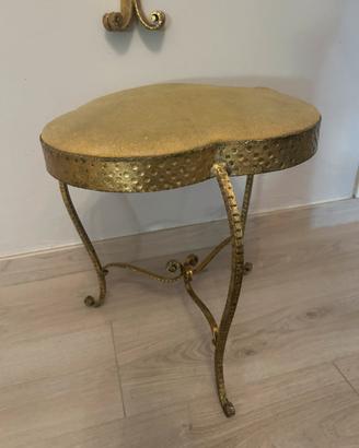 Pouf veneziano cesellato con seduta damascata oro