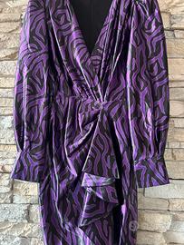 Vestito animalier viola lucido