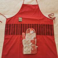 Grembiule Rosso con set accessori per cucina