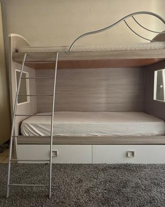 LETTO A CASTELLO + 2 CASSETTI E 1 MATERASSO