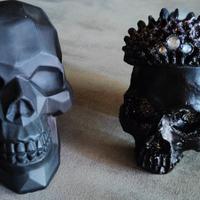 Coppia Teschi in Poliresina Ceramicata