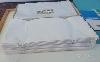 Set 12 tovaglioli in lino Bassetti vintage nuovi