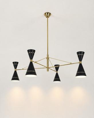 Lampadario doppi coni neri - Vintage