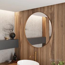 Specchio bagno 75 cm con cornice in alluminio oro