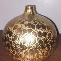 Vaso porta candela ceramica dorata 
