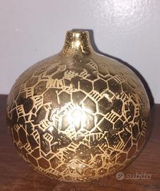 Vaso porta candela ceramica dorata 