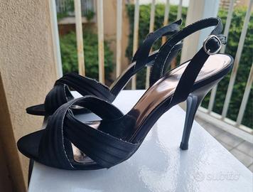 Scarpa donna estiva con tacco 10 cm mis 38 nera ra