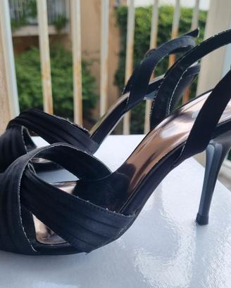 Scarpa donna estiva con tacco 10 cm mis 38 nera ra