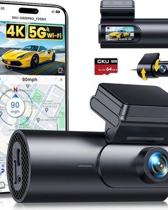 Dash Cam Auto, 5GHz WiFi e GPS, Doppia Telecamera