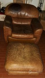 2 poltrone + 1 pouf + divano in vera pelle [usato]