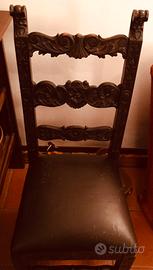 ULTIMO PREZZO : SEDIA ANTICA legno noce intarsiata