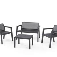 Salottino da esterno in resina completo di cuscini