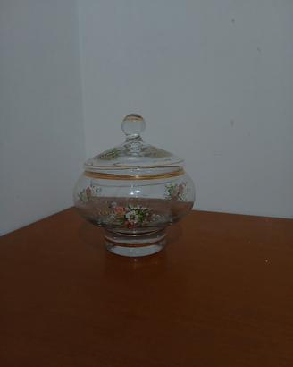 contenitore in vetro decorato