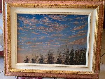 Quadro a olio - Nuvole rosa al tramonto