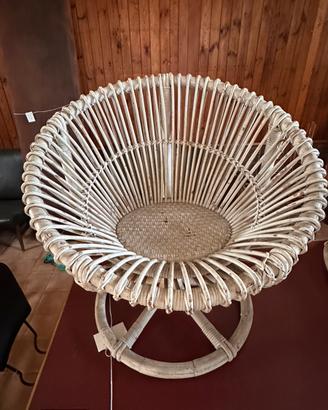 Poltrona in Vimini laccato bianco anni 50