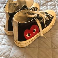 Comme des Garçon Play Converse Tessuto Nero  Rosso