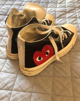 Comme des Garçon Play Converse Tessuto Nero  Rosso