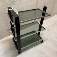 Carrellino medico con ruote, vetro e metallo