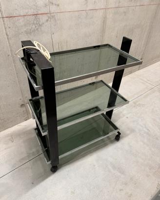 Carrellino medico con ruote, vetro e metallo